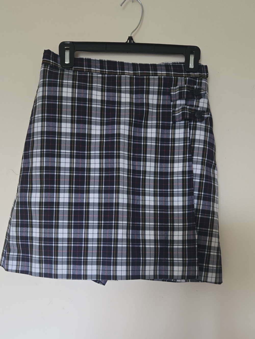 Classic Plaid Wrap Skort in Navy and White